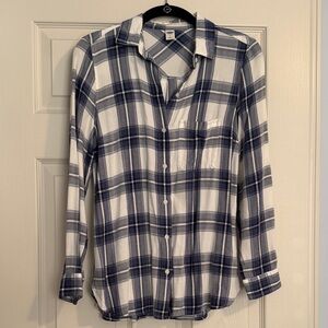Old Navy Navy and White Checkered Shirt